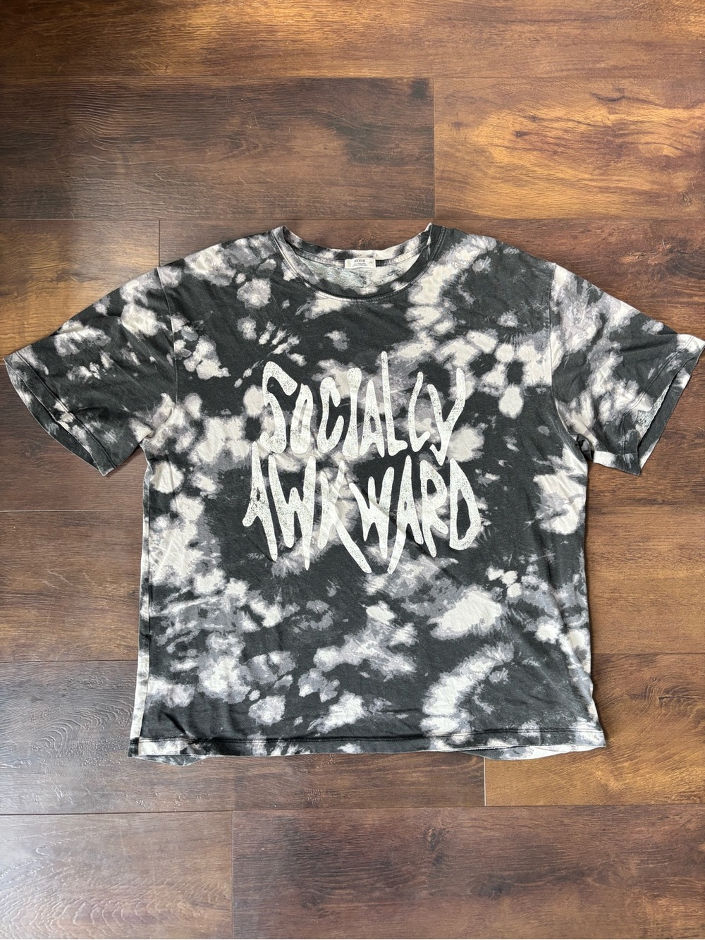 Ardene Black &‎ White 'Socially Awkward' Tie-Dye Tee